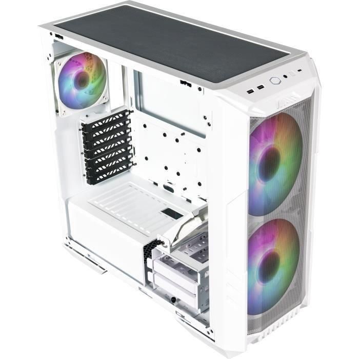Cooler Master HAF 500 Caja PC Midi Tower Blanco ARGB Cristal Templado (H500-WGNN-S00) - Compatible E-ATX, 2x Ventiladores 200mm, RGB 5