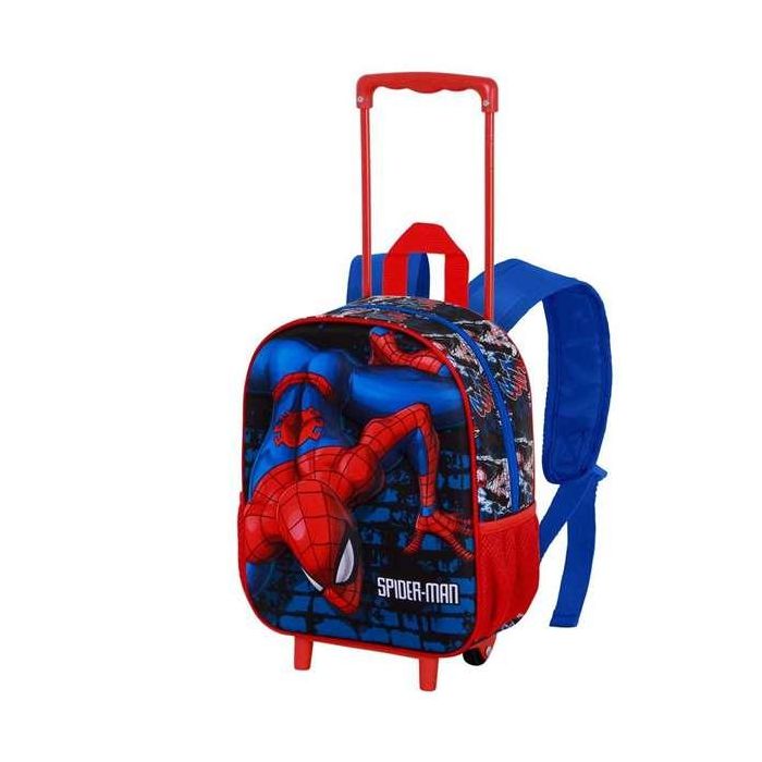 Karactermania Mochila 3D Spiderman Wall con Ruedas, 26 x13 x34 cm, Rojo, 3 Años