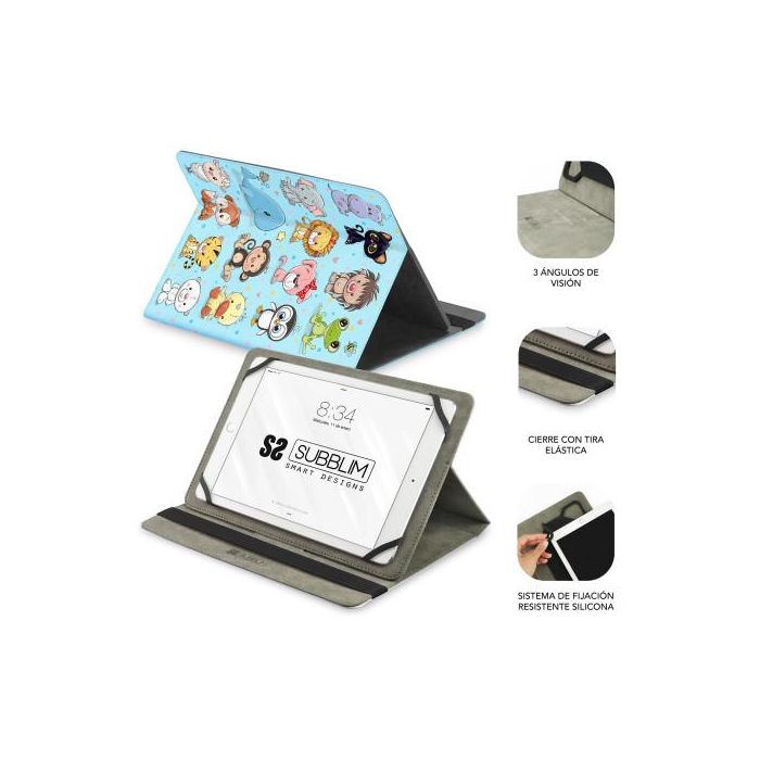 SUBBLIM Funda Folio Trendy Case para Tablet 27,9 cm (11") Universal con Soporte 3 Ángulos, Diseño Animals, Protección PU, Multicolor 1