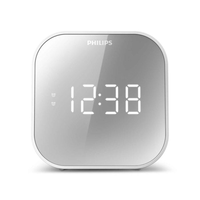 Philips TAR4406/12 Reloj despertador digital con radio FM, pantalla LED, carga USB y vibrador, color Blanco 32 Philips TAR4406/12 Reloj despertador digital con radio FM, pantalla LED, carga USB y vibrador, color Blanco 32
