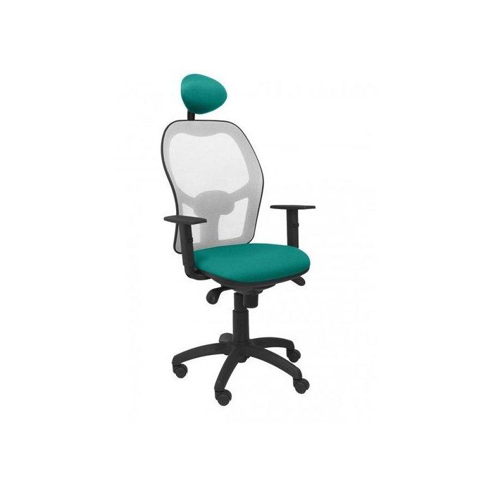 Silla Piqueras Y Crespo Jorquera Brazos Regulables Cabecero Fijo Mecanismo Sincro Con Regulador De Tension Respaldo De Malla Gris Y Asiento Tapizado Bali Verde Turquesa
