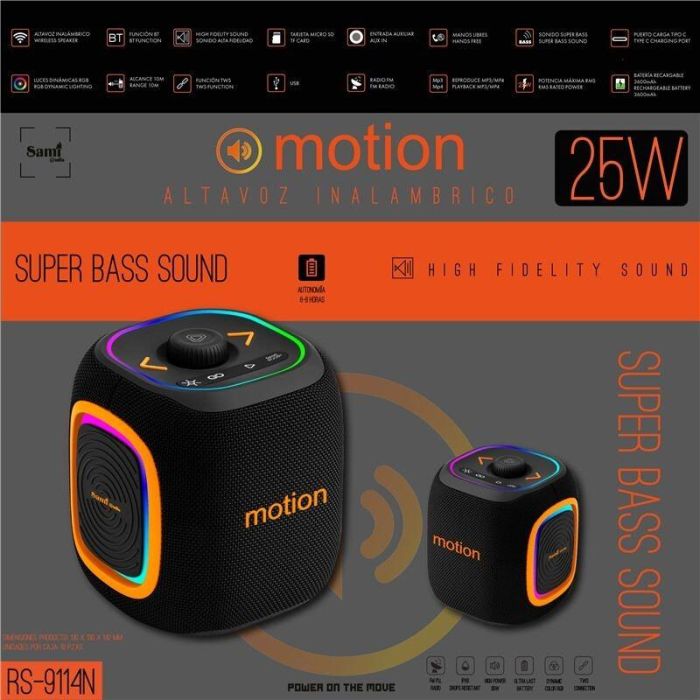 SAMI MOTION Altavoz Multimedia con Radio, Alta Fidelidad, 25W