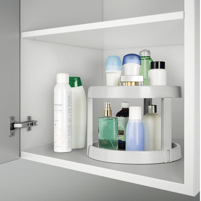 Metaltex Organizador giratorio Giro-2 para armarios de cocina, despensa o baño, 2 alturas Ø28 x 21 cm Gris 3