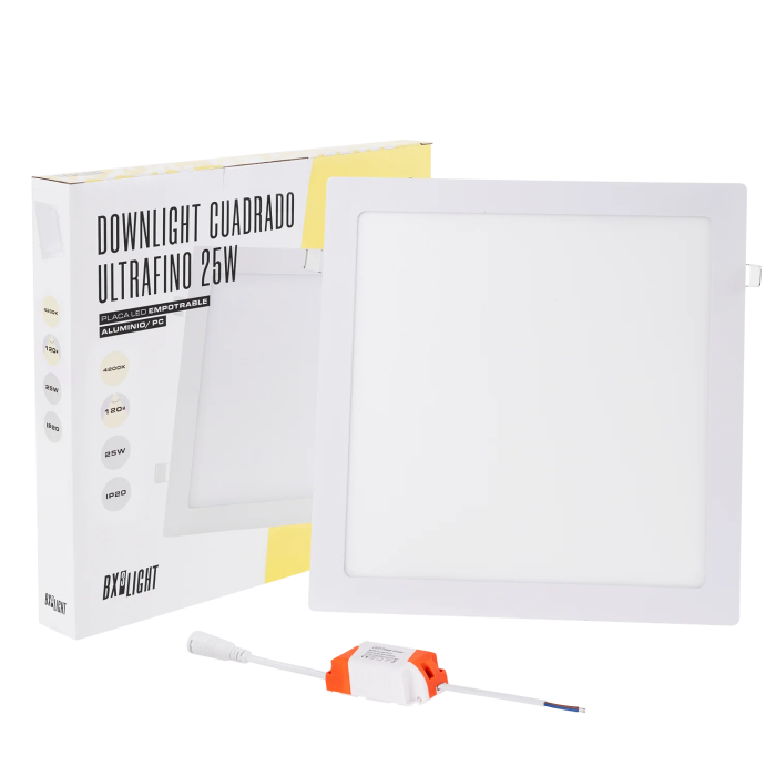 BX3 LIGHT Placa LED Empotrable o Superficie 25W 2180 Lumen 4200K Cuadrada Blanco Cálido 40000h [BX3-RDP-25W-W]