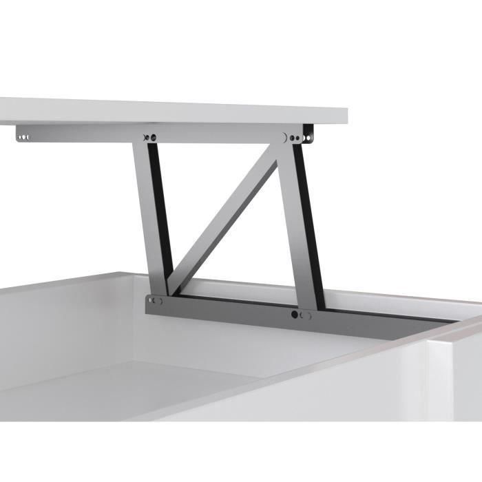 Happy Mesa de centro elevable - Estilo moderno - Blanca mate - L 100 x W 50 x H 44.6 cm - Estante inferior revistero 3