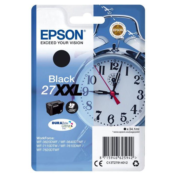 Epson 27XXL Cartucho de Tinta Negro de Muy Alta Capacidad 34.1ml 0 Epson 27XXL Cartucho de Tinta Negro de Muy Alta Capacidad 34.1ml 0