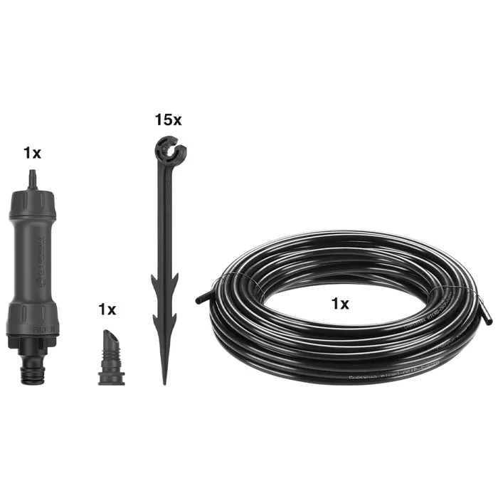 Gardena Kit de Inicio Riego Micro-Drip-System S, 15 m Manguera Hileras de Plantas 1