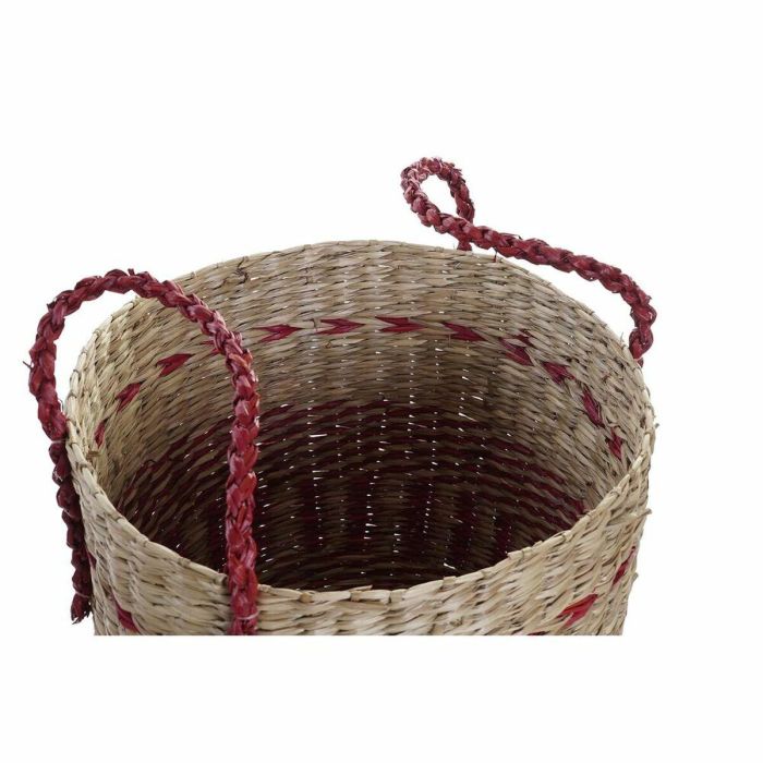 Juego de Cestas DKD Home Decor Natural Rojo Hierba marina (2 pcs) (34 x 34 x 40 cm) 1