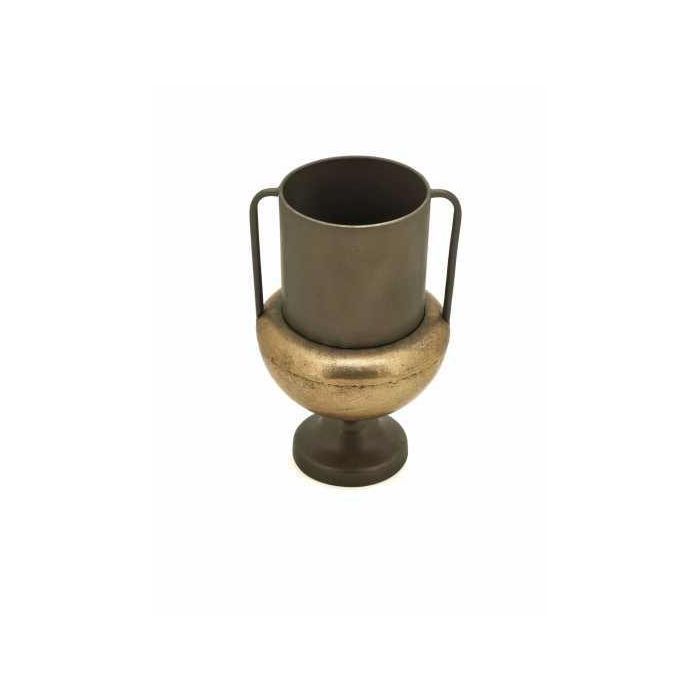 DKD Home Decor Jarrón Vintage de Metal Negro Cobrizo 20x20x33 cm
