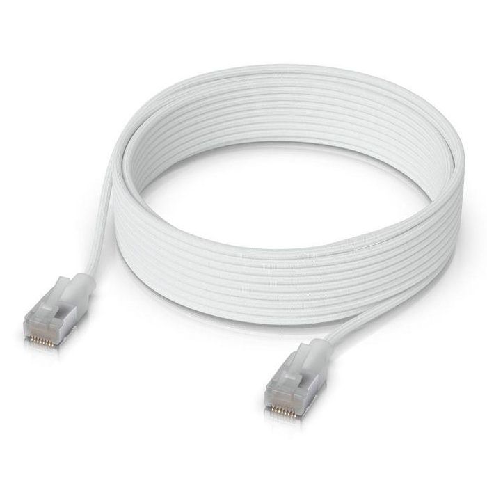 Ubiquiti Cable de Red Patch Cat 6A Premium RJ45/RJ45 10 GbE PoE++ Blindado Trenzado Ultra Fino 8 Metros Translucido/Blanco 1