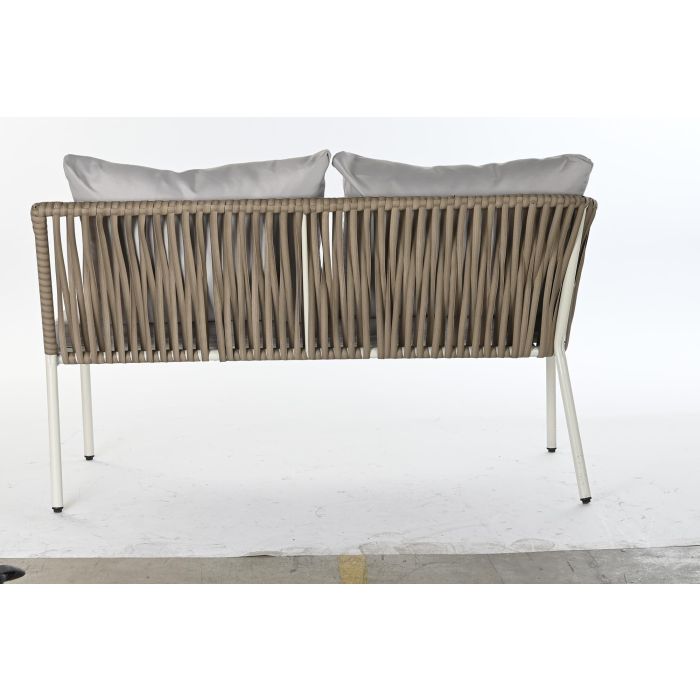 DKD Home Decor Sofá de Terraza y Jardín de Ratán Sintético Blanco y Marrón Claro, Set 3 piezas, 190x70x190 cm Desmontable 7