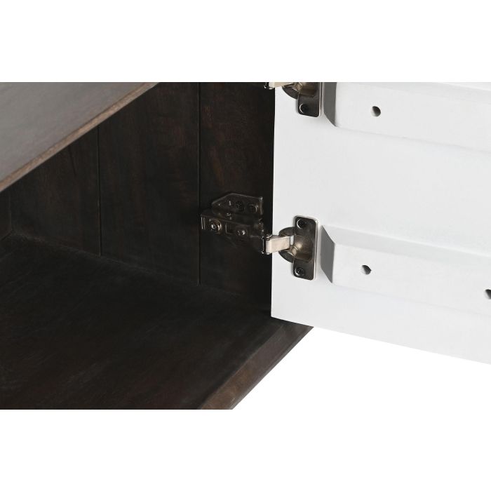 DKD Home Decor Mueble TV Moderno Marron Oscuro Blanco Mango 140x35x50 cm 6