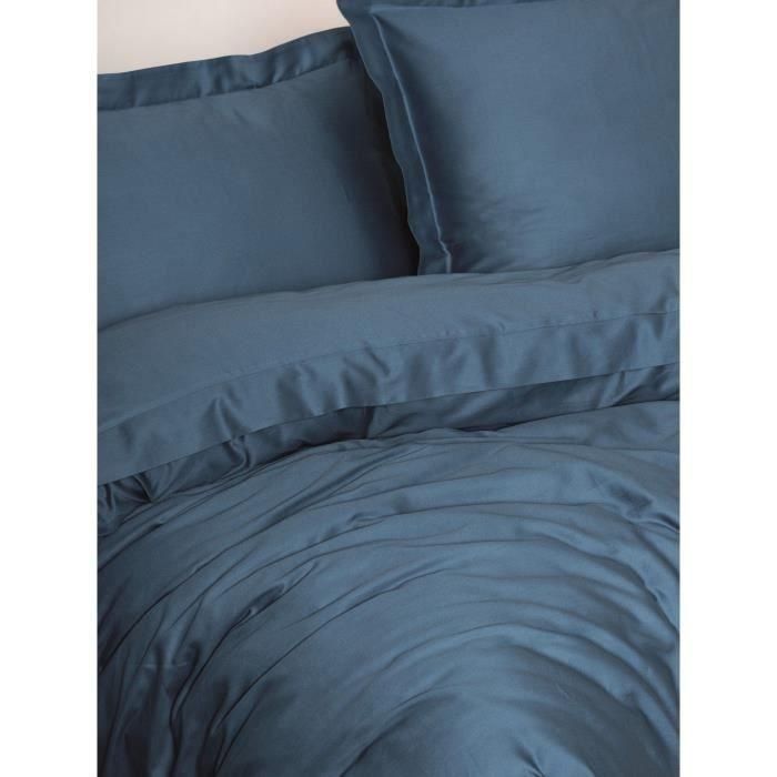 Juego de cama - 1 funda nórdica 220x240 cm + 2 fundas de almohada 60x60 cm - 100% algodón satén - Azul 1 Juego de cama - 1 funda nórdica 220x240 cm + 2 fundas de almohada 60x60 cm - 100% algodón satén - Azul 1