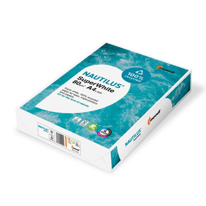 Papel Fotocopiadora Nautilus Superwhite 100% Reciclado Din A4 80 gramos Paquete De 500 Hojas 4