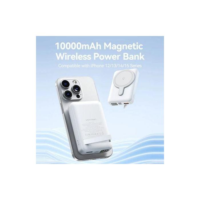 Vention FHTW0 Powerbank Magnético Inalámbrico 10000mAh 22.5W, Pantalla LED, USB-C, USB-A, Lightning, Blanco 1 Vention FHTW0 Powerbank Magnético Inalámbrico 10000mAh 22.5W, Pantalla LED, USB-C, USB-A, Lightning, Blanco 1