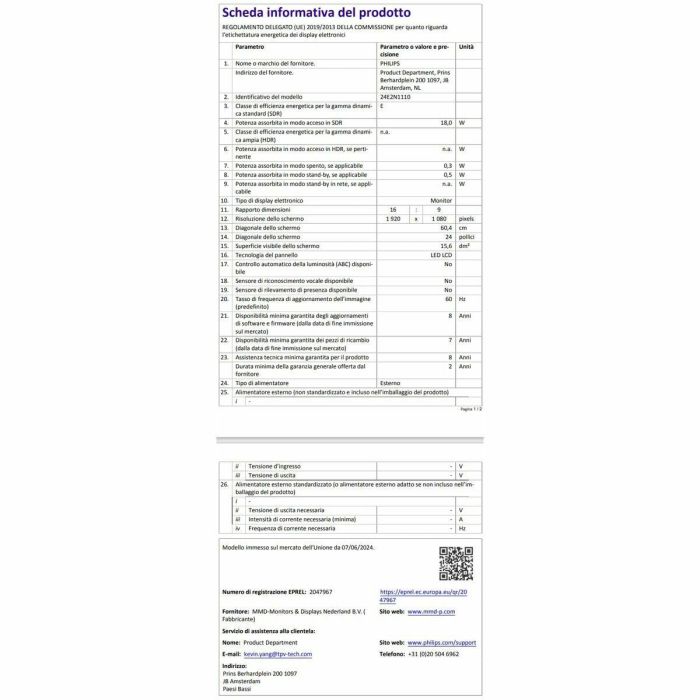 Philips 24E2N1100A Monitor 23.8" Full HD 1920x1080 IPS 120Hz 1ms (HDMI 1.4) 5