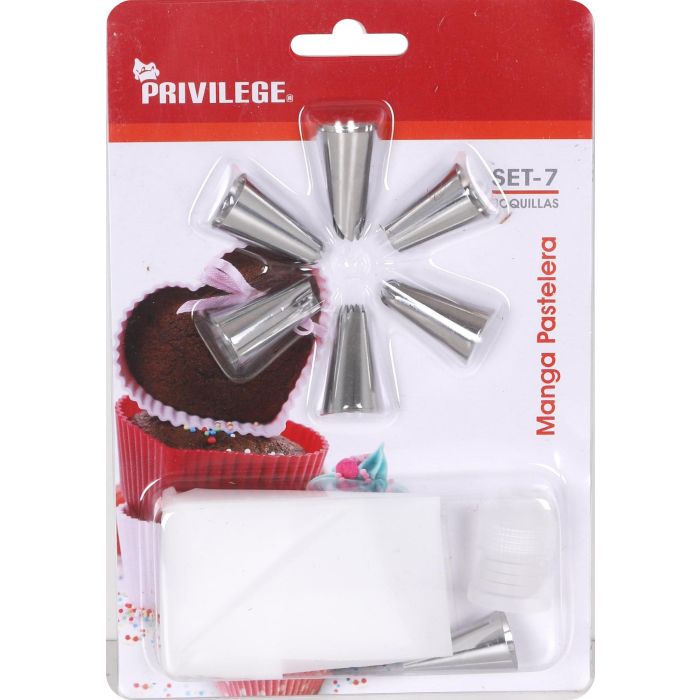 Privilege Manga Pastelera con 7 Boquillas - 20 cm (24 Unidades) 1