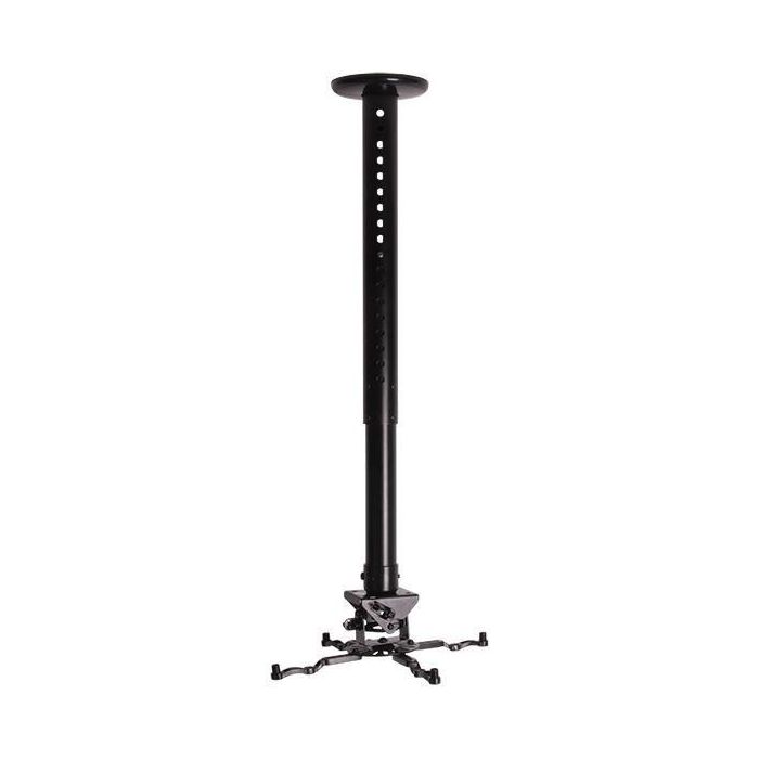 B-Tech Adjustable Drop Projector Mount with Micro-Adjustment, max 25 kg, Tilt: +/-13°, Yaw: 360°, Roll: +/-6°, 743 - 1143 mm, Black