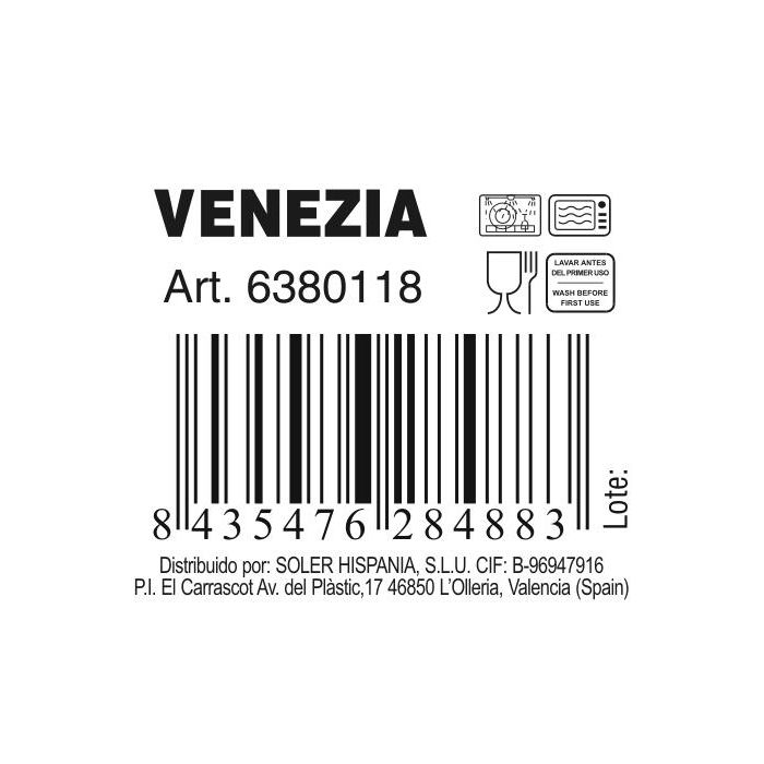 Plato Hondo Vidrio Ø 18 cm Venezia - Inde (6 Unidades) 2 Plato Hondo Vidrio Ø 18 cm Venezia - Inde (6 Unidades) 2