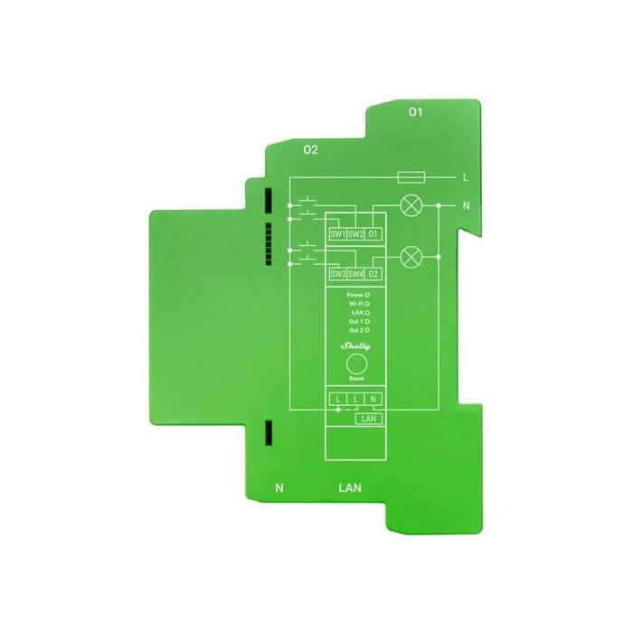 Shelly Pro Dimmer 2PM Regulador de Intensidad para LED/Glühbirne, Control WLAN, LAN, BT, Montaje en Carril DIN 1