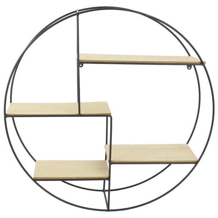 Home Deco Factory Estantería Redonda Negra Industriel con 4 Baldas de Madera y Metal 2 Home Deco Factory Estantería Redonda Negra Industriel con 4 Baldas de Madera y Metal 2