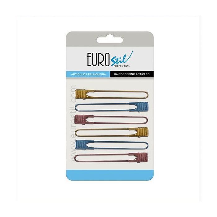 EuroStil 6 Pinza Metal Colores - 6 Pinzas de Metal en Colores