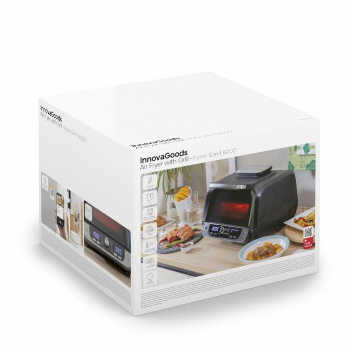 Freidora de Aire con Grill, Accesorios y Recetario InnovaGoods Fryinn 12-in-1 6000 Negro Acero 3400 W 6 L 1 Freidora de Aire con Grill, Accesorios y Recetario InnovaGoods Fryinn 12-in-1 6000 Negro Acero 3400 W 6 L 1