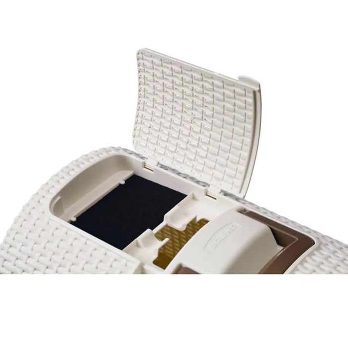 Curver Baño Bandeja Extensible para Gatos con Pala y Compartimento - Estilo Ratán - Blanco Marfil 2 Curver Baño Bandeja Extensible para Gatos con Pala y Compartimento - Estilo Ratán - Blanco Marfil 2