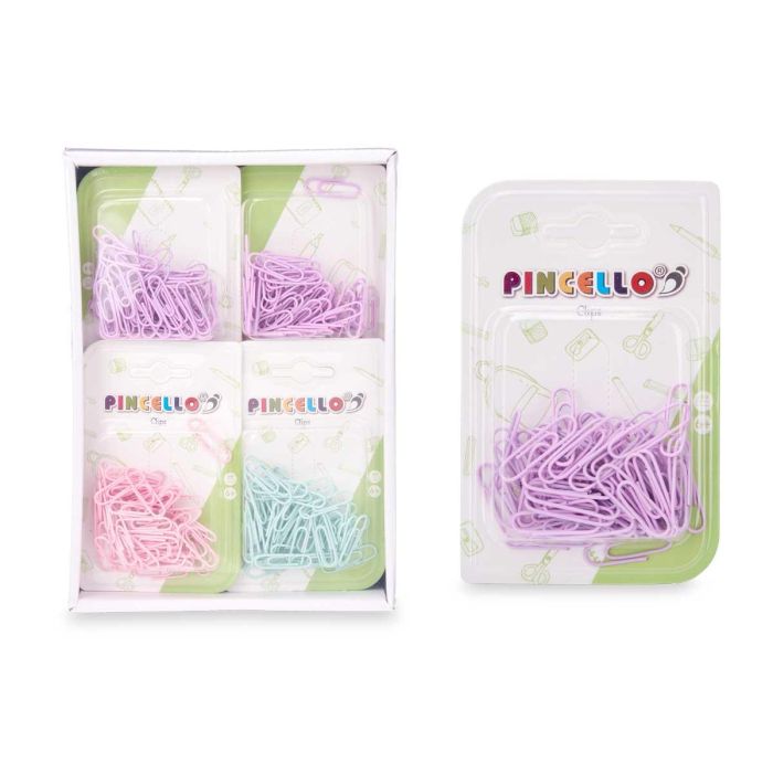 Clips Pincello 60 pzs, surtidos colores morado, rosa, verde, 8x13x2 cm (48 Unidades) 2 Clips Pincello 60 pzs, surtidos colores morado, rosa, verde, 8x13x2 cm (48 Unidades) 2