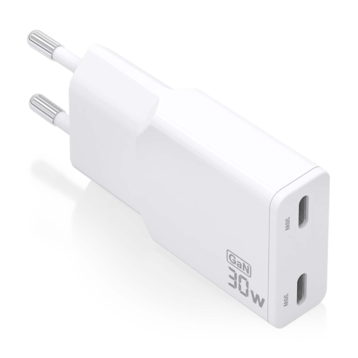 Cargador de Pared GaN Aisens ASCH-30W2P048-W/ 2xUSB Tipo-C/ 30W/ Blanco Cargador de Pared GaN Aisens ASCH-30W2P048-W/ 2xUSB Tipo-C/ 30W/ Blanco