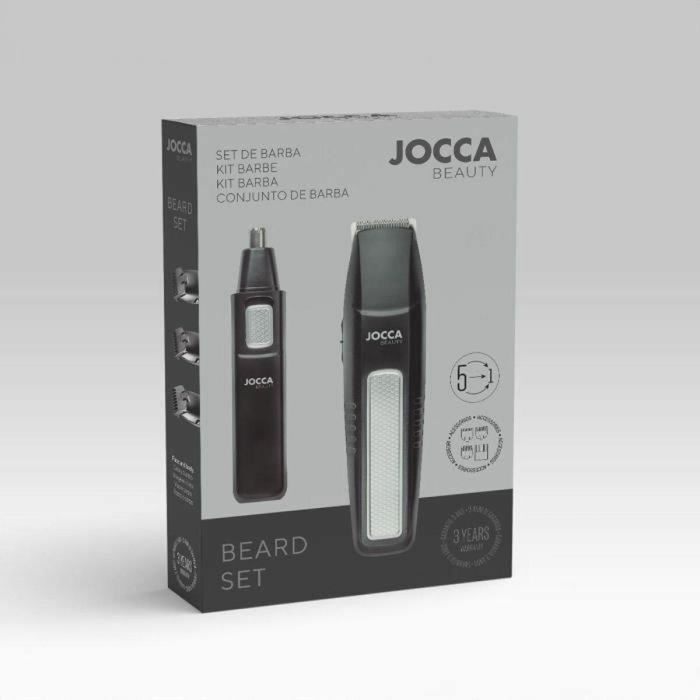 Jocca 1439 Kit Barba 5 en 1 con 4 Peines - Negro y Acero Inoxidable 1