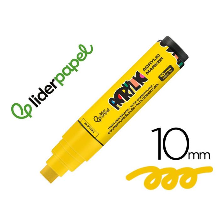 Rotulador Liderpapel Acrylic Base Agua Todo Tipo De Superficie Punta Rectangular 10 mm Amarillo Rotulador Liderpapel Acrylic Base Agua Todo Tipo De Superficie Punta Rectangular 10 mm Amarillo