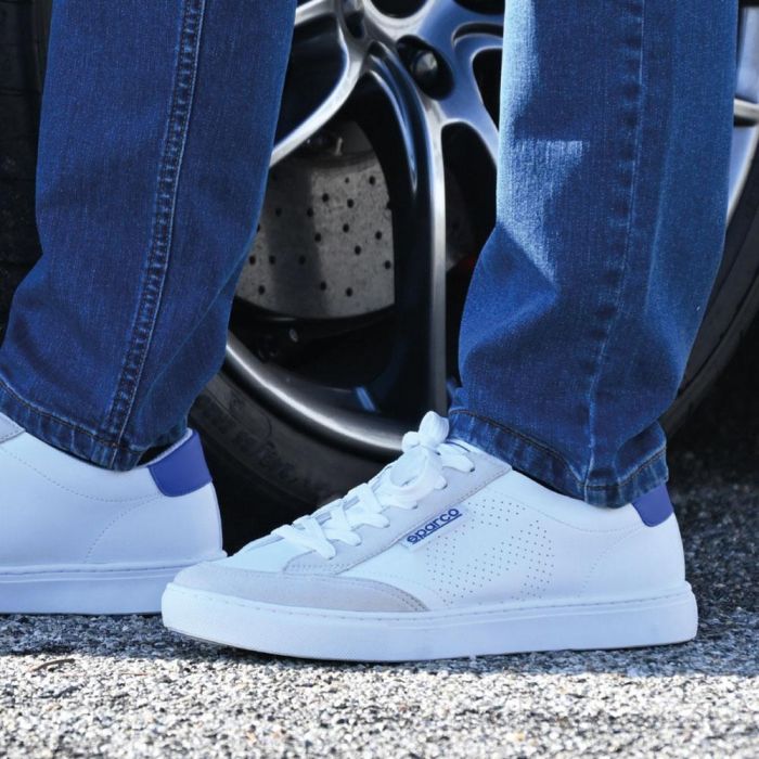 Sparco Sneakers S-Time Blanco/Azul - Calzado deportivo en piel sintética, suela de goma, tobillo acolchado, Talla 38 2 Sparco Sneakers S-Time Blanco/Azul - Calzado deportivo en piel sintética, suela de goma, tobillo acolchado, Talla 38 2