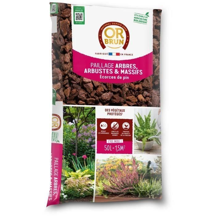 Or Brun OBRPECO50 Corteza de pino - Protege el suelo, limita malezas y conserva la humedad - 50L