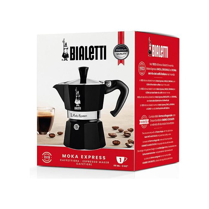 Bialetti 4951 Cafetera Italiana Aluminio Negro 1 Taza 4 Bialetti 4951 Cafetera Italiana Aluminio Negro 1 Taza 4