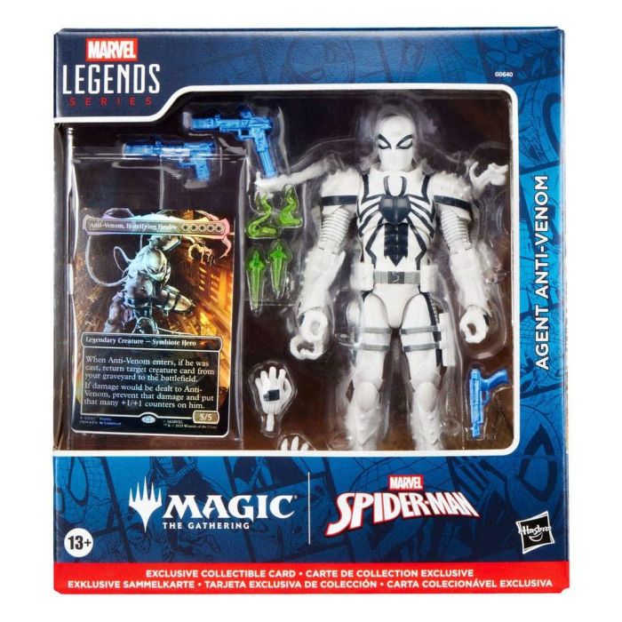 Hasbro Figura Agent Anti-Venom Spider-Man Marvel 15cm con Accesorios y Carta Metalizada Magic The Gathering