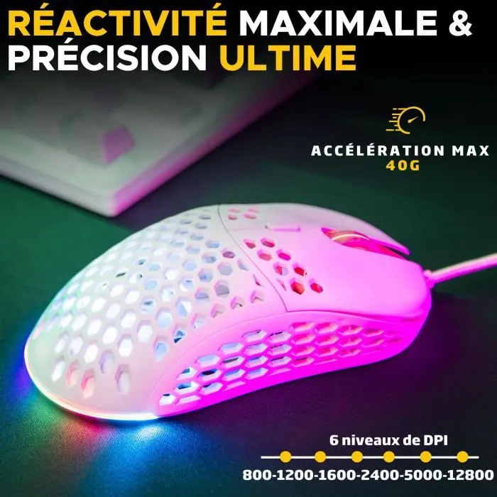 The G-Lab KULT-OXYGEN Ratón para Juegos con Cable RGB 12800 DPI Blanco 2