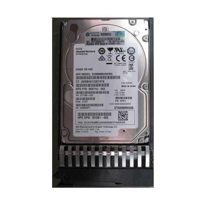 Hewlett Packard Enterprise 600GB SAS 12G 10K SFF ST DS HDD - Disco Duro Interno para Servidores