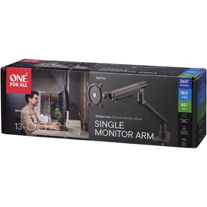 One For All Soporte Dinámico Monitor VESA 100 Brazo Simple 13-32" Negro hasta 8 kg 3