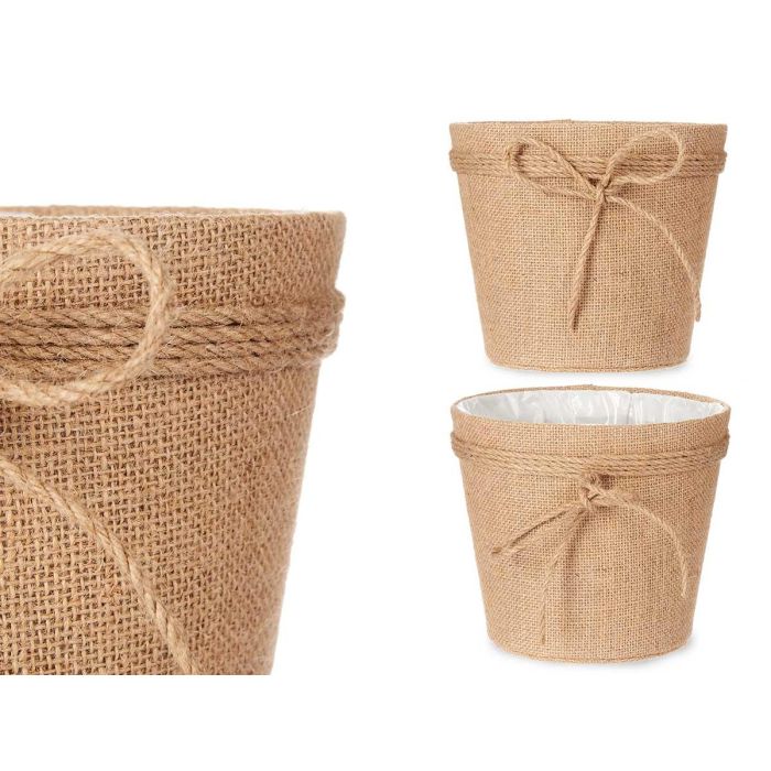 Ibergarden Macetero de Tela con Lazo Marrón 18x16 cm (24 Unidades)