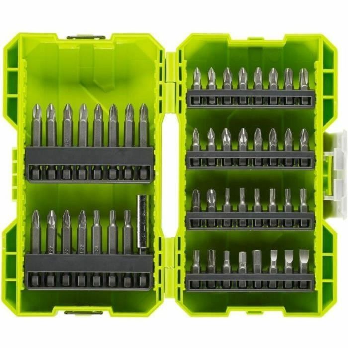 Ryobi Caja 48 para Accesorios de Atornillado (32 puntas 25mm, 15 puntas 50mm, Soporte)