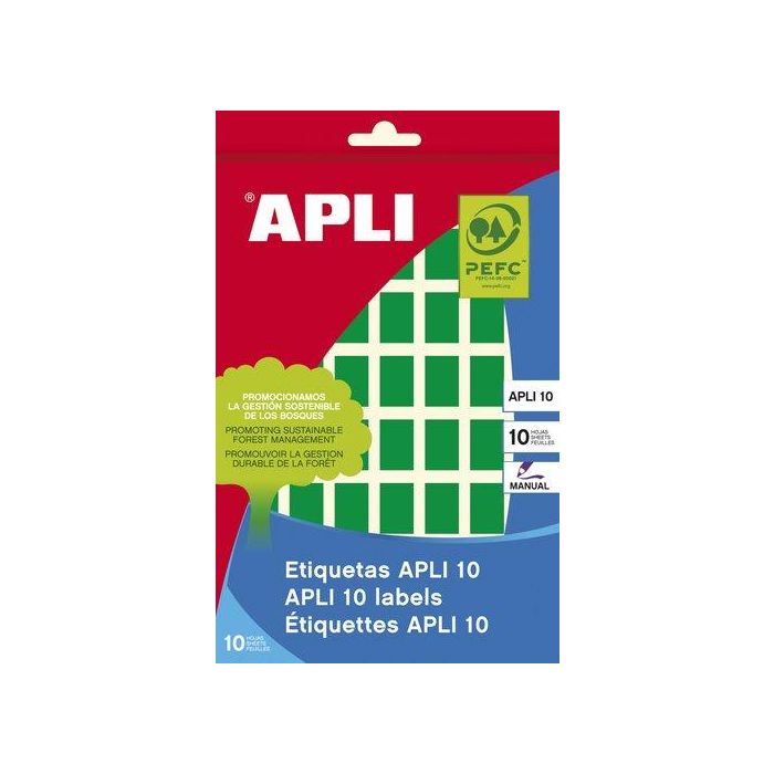 Etiquetas Adh.Manuales Bolsa Apli Color Verde 8H C.Romos 12X18 Mm 448 Uds.(02753) (Set de 10)