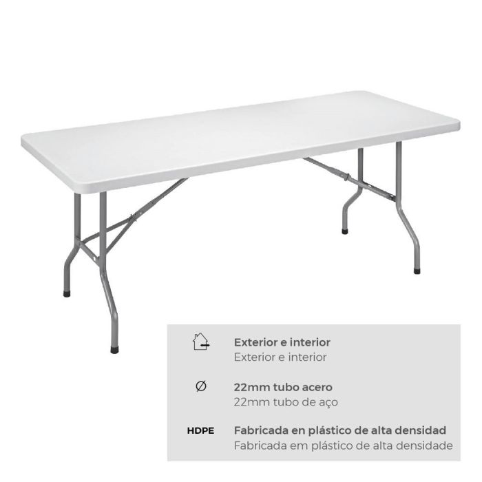 Mesa plegable 180 x 74 x 74 cm tubo ø22 x 1.0 mm 1 Mesa plegable 180 x 74 x 74 cm tubo ø22 x 1.0 mm 1