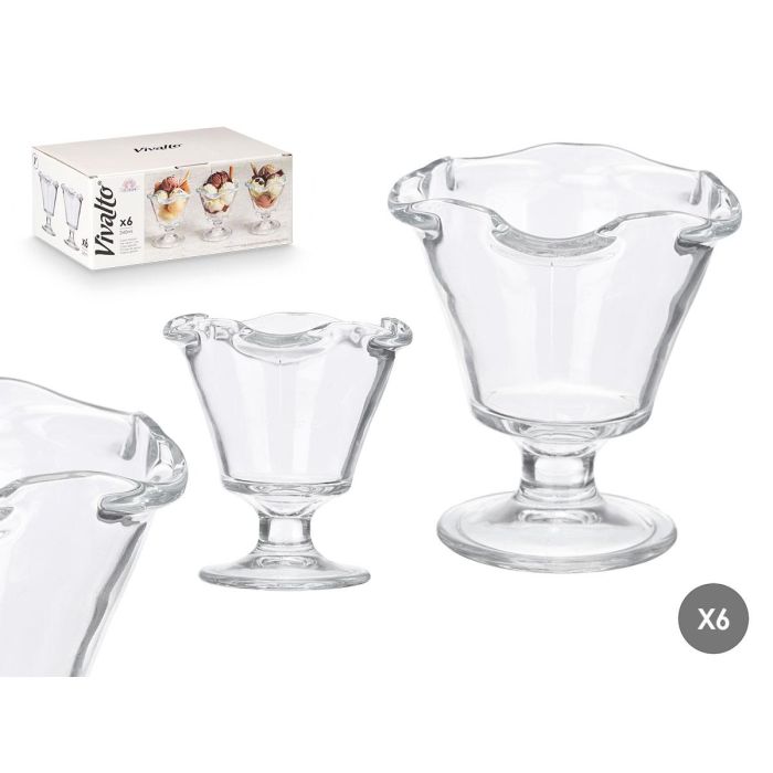 Copa Helado Ondas Vivalto 240 ml - Vidrio Transparente 10.5x11.5x10.5 cm (24 Unidades)