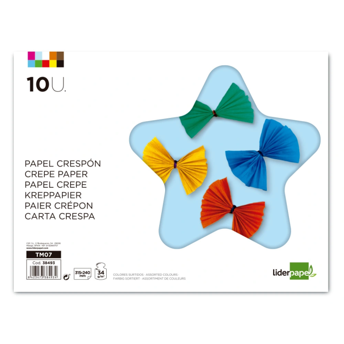 Liderpapel Bloc Trabajos Manuales Crespón 240x315mm 10 Hojas Colores Surtidos 1 Liderpapel Bloc Trabajos Manuales Crespón 240x315mm 10 Hojas Colores Surtidos 1