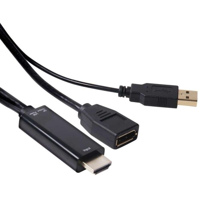 Club 3D Adaptador HDMI a DisplayPort Macho/Hembra 4K@30Hz, Conectores Dorados, Plug & Play, 0.18m Negro