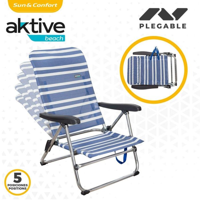 Silla Plegable Aktive Mykonos A rayas 47 x 85 x 50 cm (4 Unidades) 2