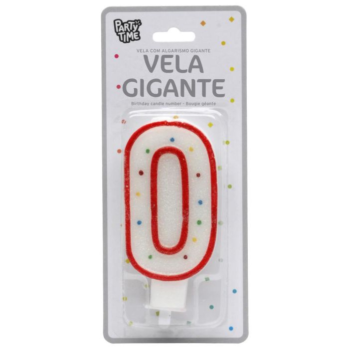 Vela Aniversario 0 Party Time 14 cm  1
