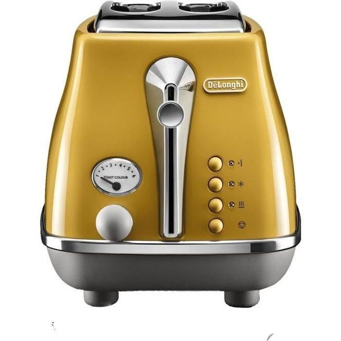 DELONGHI ICONA CAPITALS Tostadora 2 rebanadas - 900W - Tostadora 3 funciones - Calentador de repostería incluido - Amarillo DELONGHI ICONA CAPITALS Tostadora 2 rebanadas - 900W - Tostadora 3 funciones - Calentador de repostería incluido - Amarillo