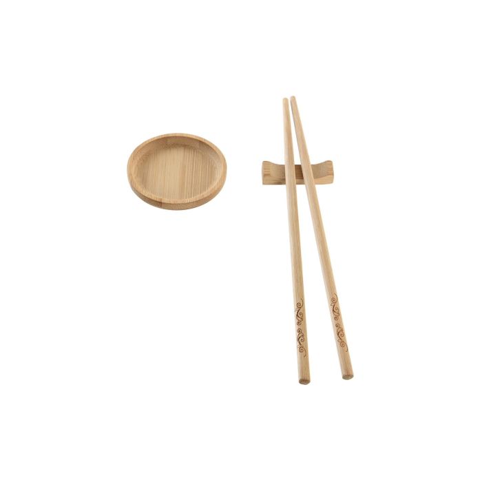 DKD Home Decor Set de 10 Piezas Bandejas Sushi Bambu Natural 24 cm 1